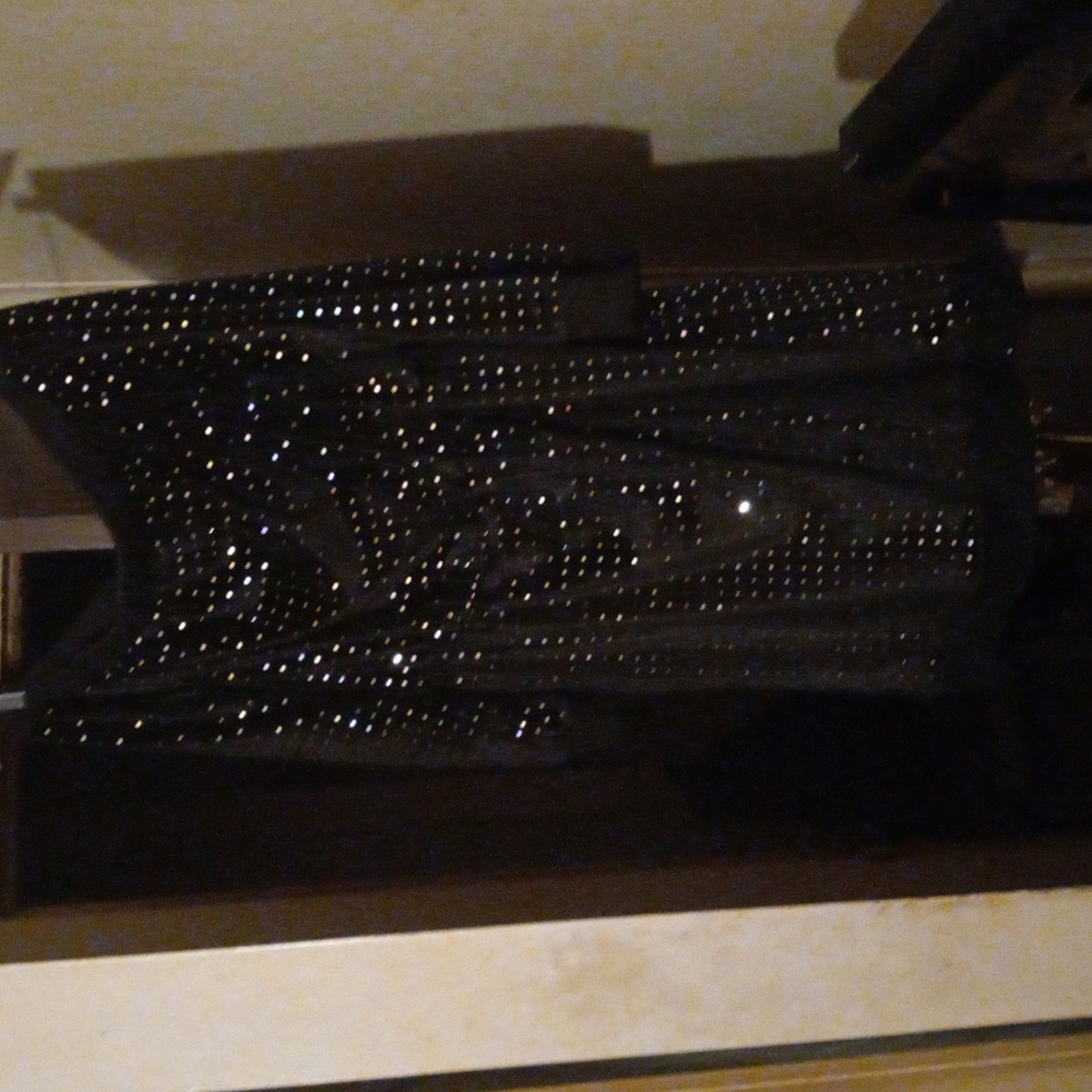 Black velvet dress with sequins all over